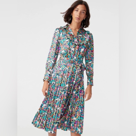 NWT Spring Summer Minimalist Retro J. Crew Animal Floral Print Dress - Picture 3 of 17